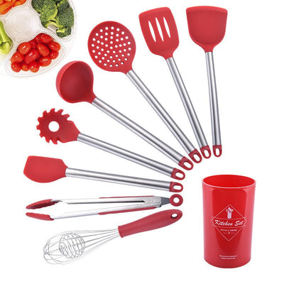 Silicone Kitchenware Set With Stainless Steel Tube Handle - MyMobile