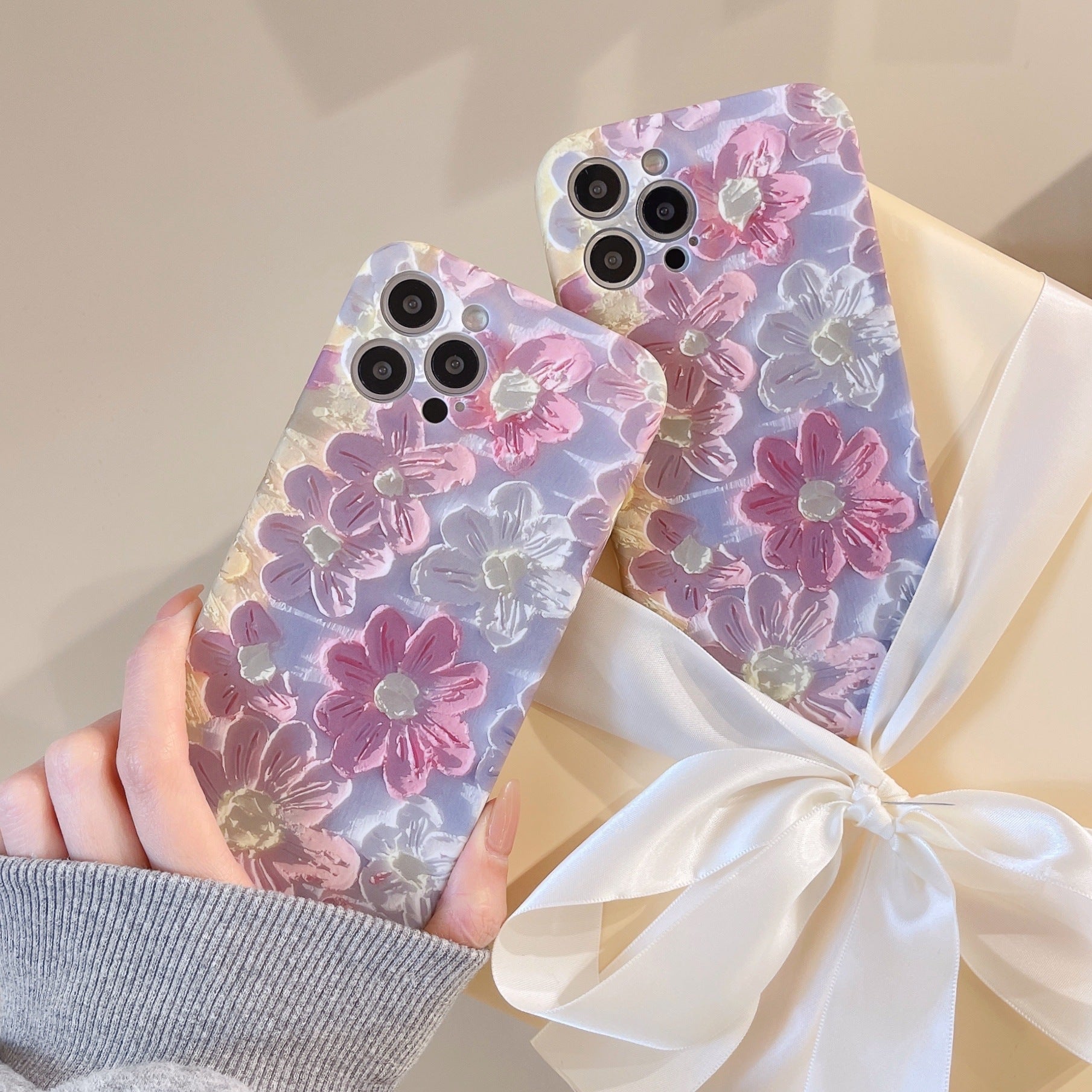 Silicone Liquid Oil Painting Flower Phone Case For iPhone 14 - MyMobile