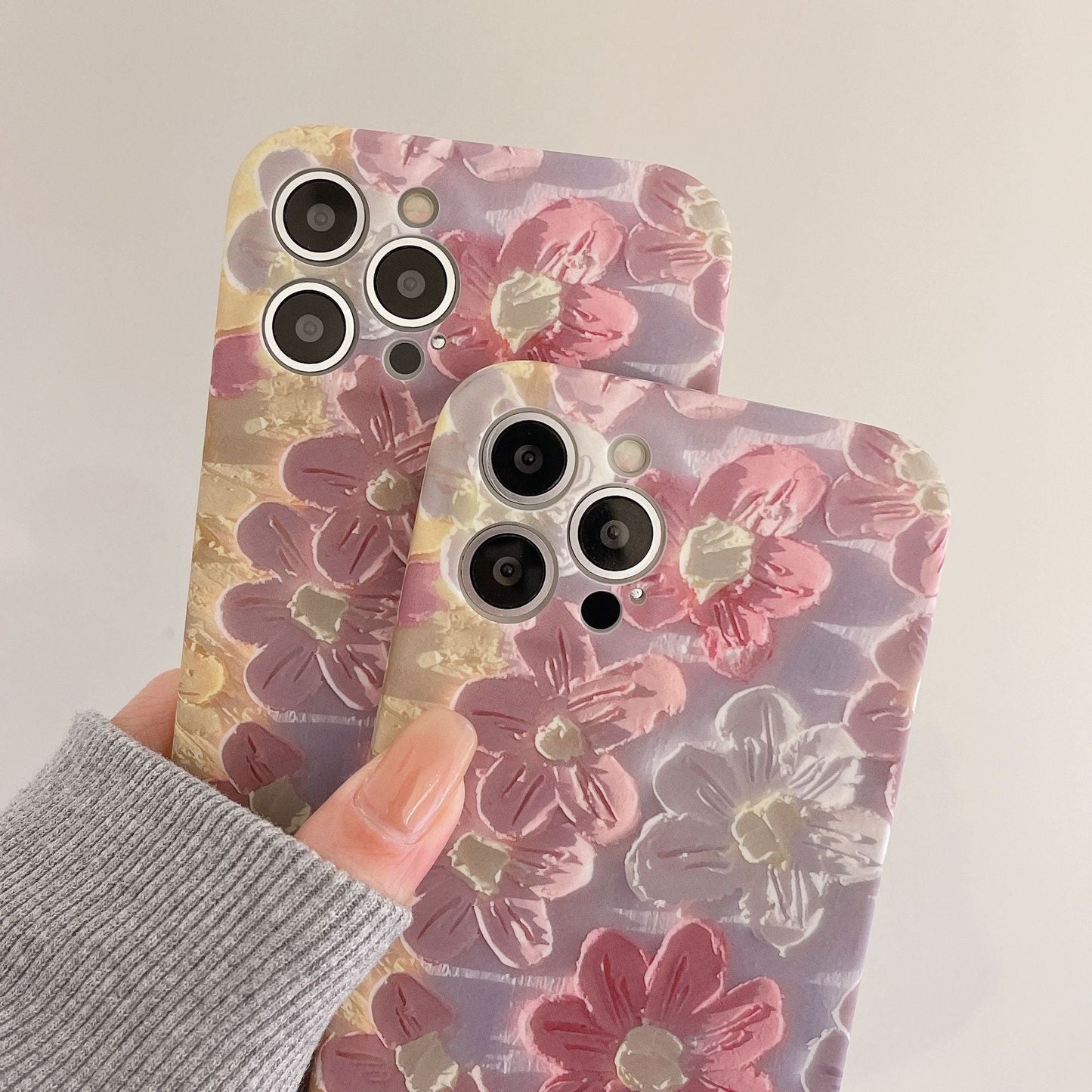 Silicone Liquid Oil Painting Flower Phone Case For iPhone 14 - MyMobile