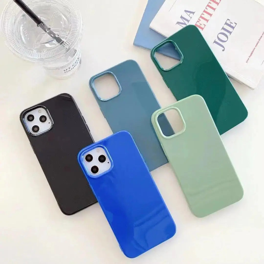 Simple Candy Color Glossy Soft Phone Case - MyMobile