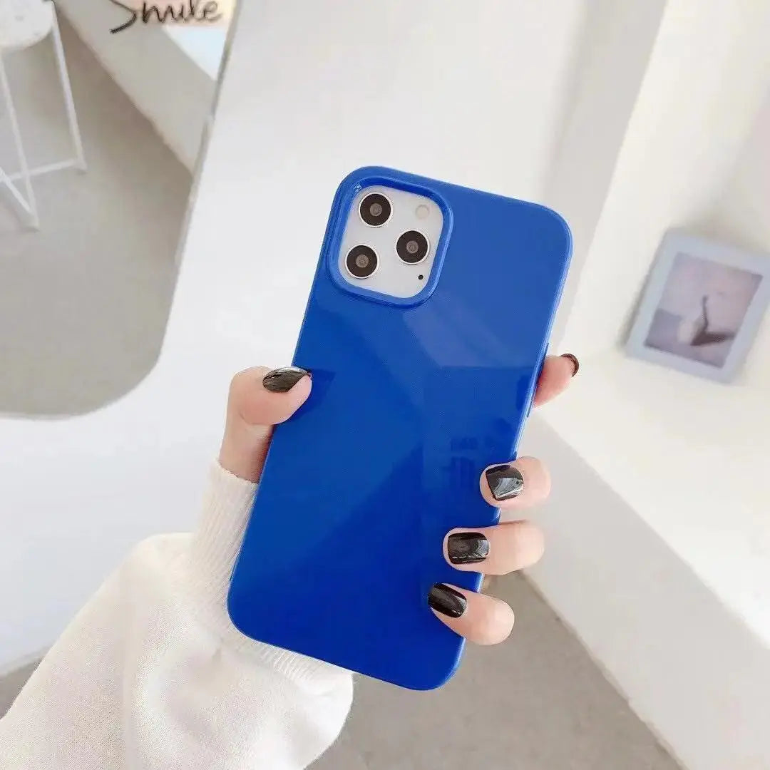 Simple Candy Color Glossy Soft Phone Case - MyMobile