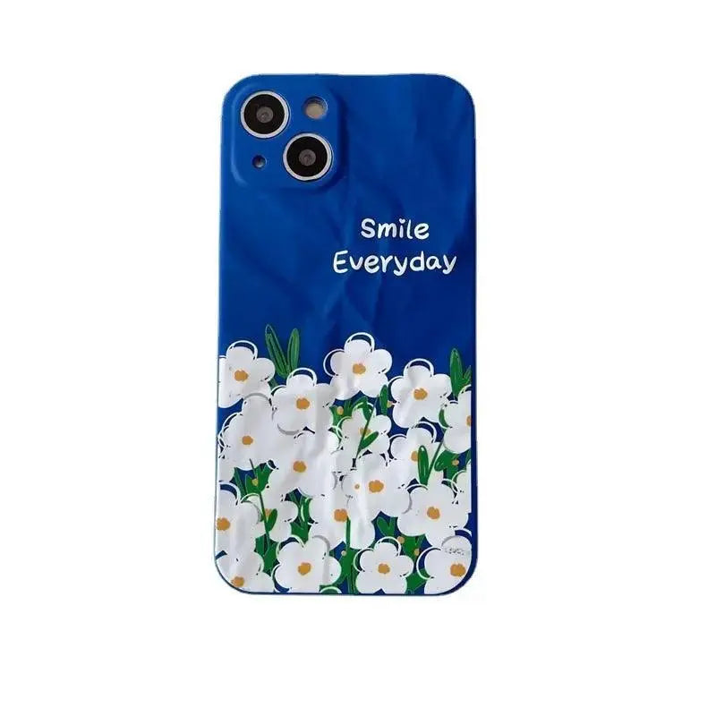 Simple Wrinkled Blue And White Flower Patch Silicone Phone Case - MyMobile