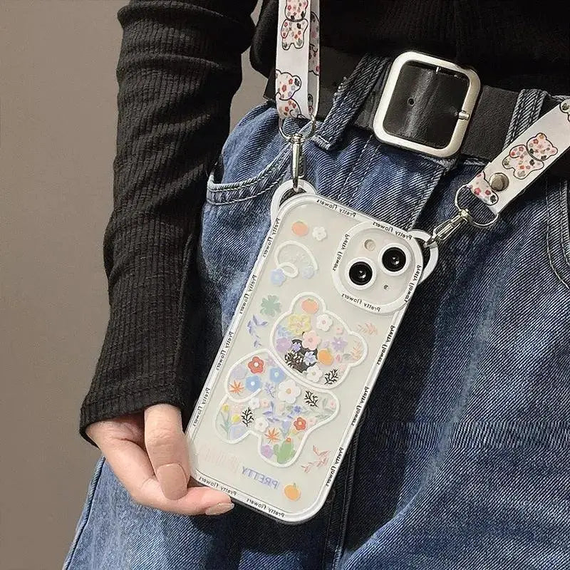 Sitting Bear Mobile Phone Soft Case With Lanyard - MyMobile