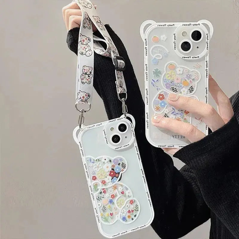 Sitting Bear Mobile Phone Soft Case With Lanyard - MyMobile