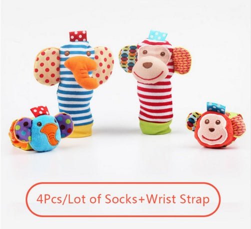 Soft Animal Rattle Infant Newborn Plush Sock Baby Toy Wrist Strap Baby Foot Socks - MyMobile