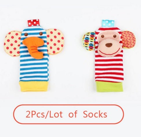 Soft Animal Rattle Infant Newborn Plush Sock Baby Toy Wrist Strap Baby Foot Socks - MyMobile