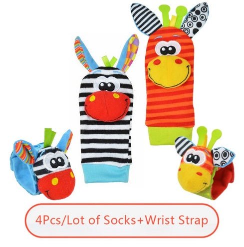 Soft Animal Rattle Infant Newborn Plush Sock Baby Toy Wrist Strap Baby Foot Socks - MyMobile