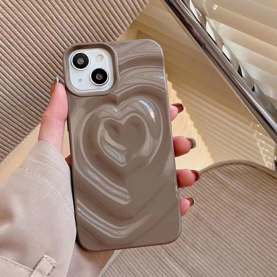 Solid Color Three - dimensional Love Phone Case For iPhone 11, 12, 13, 14, 15 - MyMobile