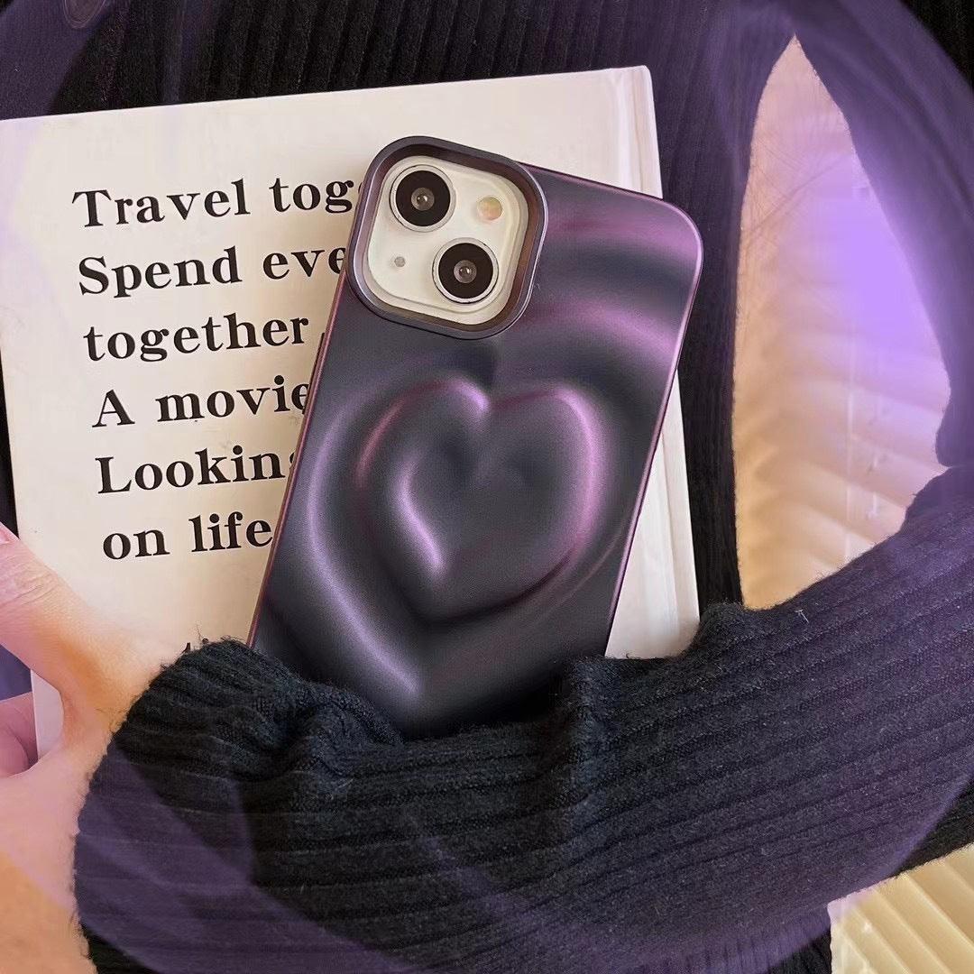 Solid Color Three - dimensional Love Phone Case For iPhone 11, 12, 13, 14, 15 - MyMobile