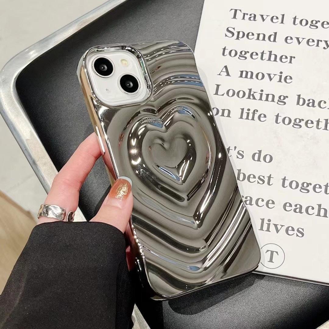 Solid Color Three - dimensional Love Phone Case For iPhone 11, 12, 13, 14, 15 - MyMobile