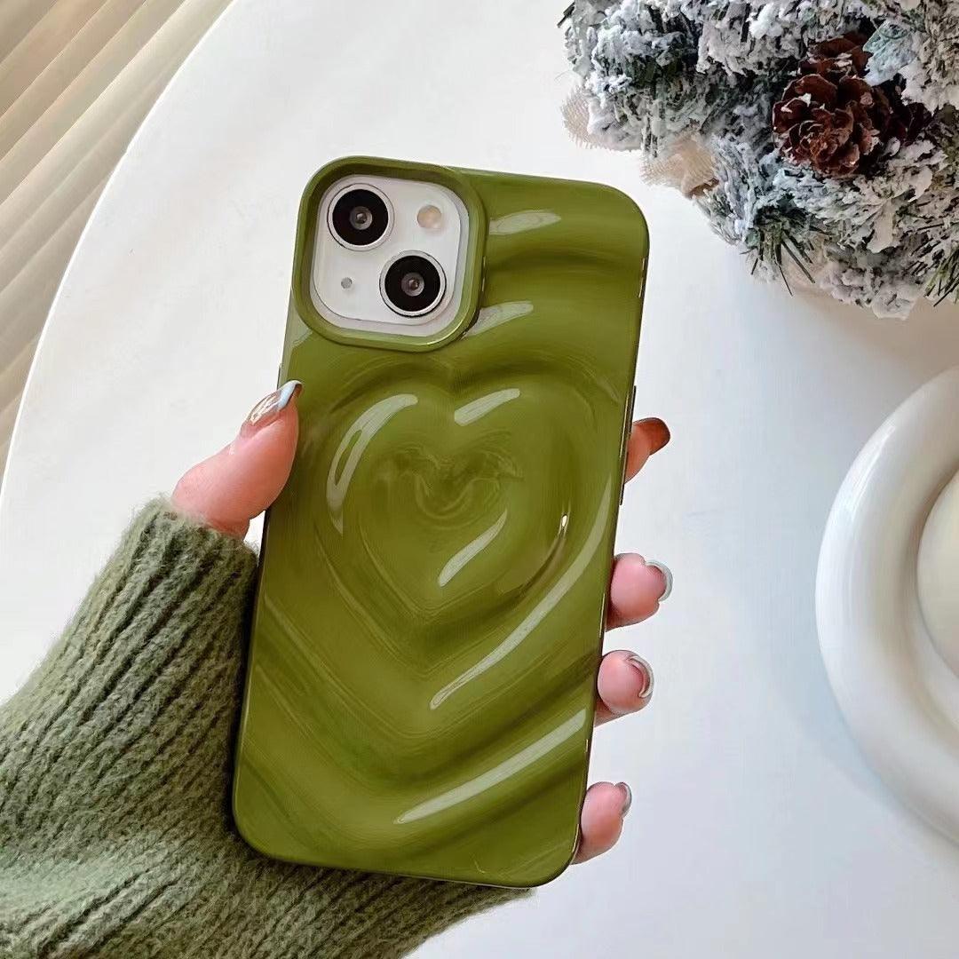 Solid Color Three - dimensional Love Phone Case For iPhone 11, 12, 13, 14, 15 - MyMobile