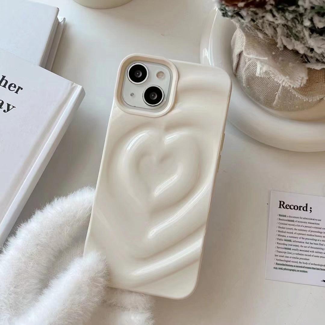 Solid Color Three - dimensional Love Phone Case For iPhone 11, 12, 13, 14, 15 - MyMobile