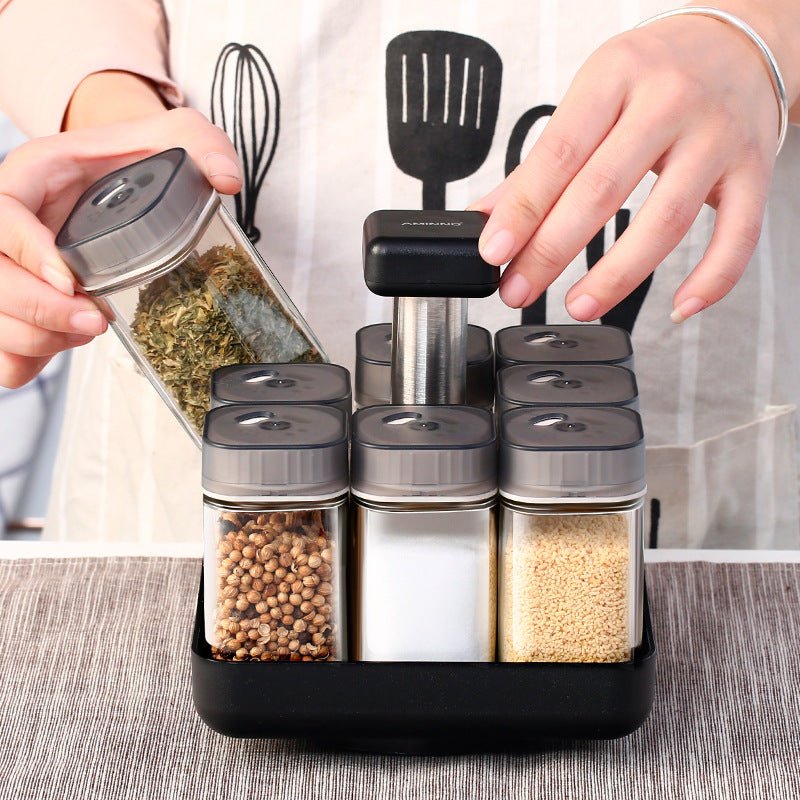 Spice Jar Glass Organizer Pepper Seasoning Container Kitchen - MyMobile