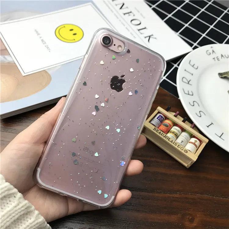 Star Heart Shape Glitter Phone Case - MyMobile