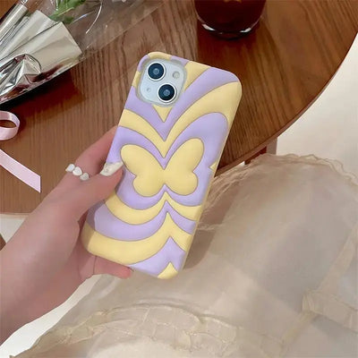 Summer Cream Butterfly Phone Case Stereo Soft Silicone Mobile Phone Protective Shell - MyMobile