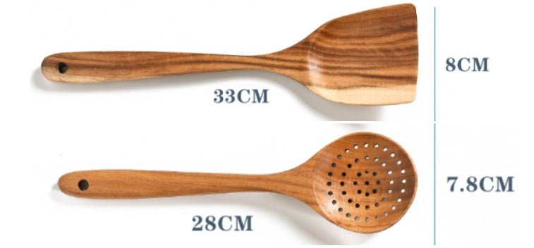 Teak Natural Wood Tableware Spoon Ladle Turner Rice Colander Soup Skimmer Cooking Tool Sets Spoon Scoop Kitchen Tools Gadgets - MyMobile