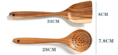 Teak Natural Wood Tableware Spoon Ladle Turner Rice Colander Soup Skimmer Cooking Tool Sets Spoon Scoop Kitchen Tools Gadgets - MyMobile