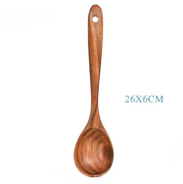 Teak Natural Wood Tableware Spoon Ladle Turner Rice Colander Soup Skimmer Cooking Tool Sets Spoon Scoop Kitchen Tools Gadgets - MyMobile