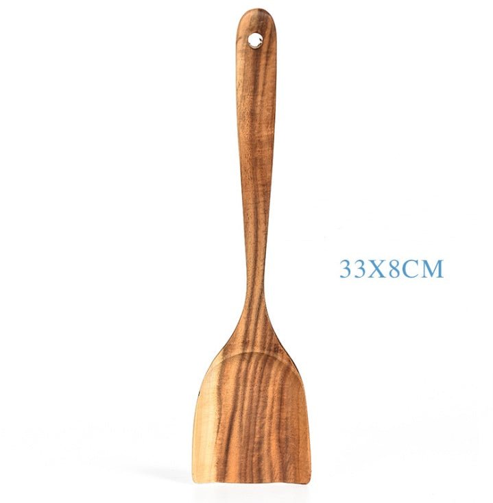 Teak Natural Wood Tableware Spoon Ladle Turner Rice Colander Soup Skimmer Cooking Tool Sets Spoon Scoop Kitchen Tools Gadgets - MyMobile