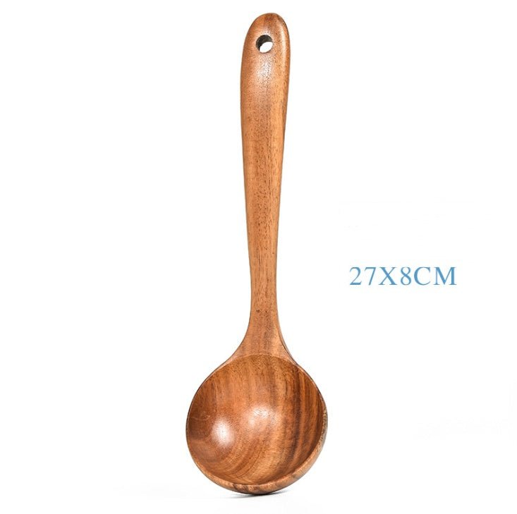 Teak Natural Wood Tableware Spoon Ladle Turner Rice Colander Soup Skimmer Cooking Tool Sets Spoon Scoop Kitchen Tools Gadgets - MyMobile