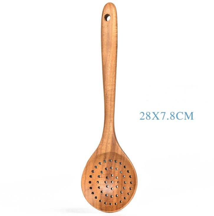 Teak Natural Wood Tableware Spoon Ladle Turner Rice Colander Soup Skimmer Cooking Tool Sets Spoon Scoop Kitchen Tools Gadgets - MyMobile