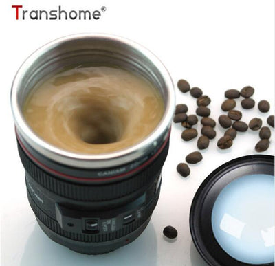 Transhome Creative Self Stirring Mug Camera Lens Mugs 300ml Battery Style Stainless Steel Milk Coffee Cups For Sporting Travel - MyMobile