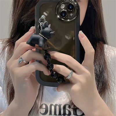 Transparent Black Dog Bracelet Phone Case For iPhone 14 - MyMobile