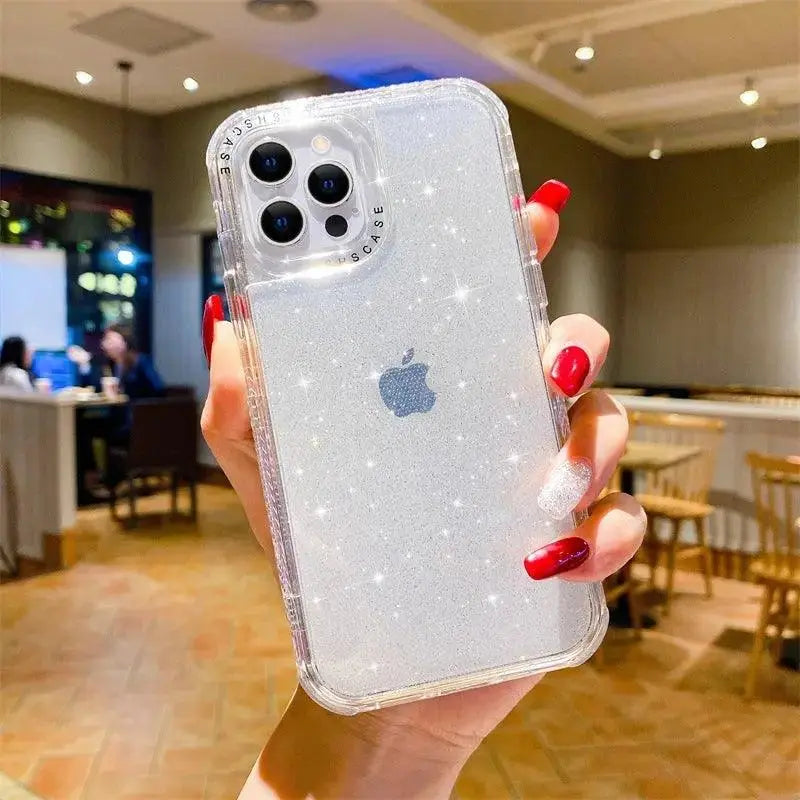 Transparent Glitter Three - layer Thickened Phone Case - MyMobile