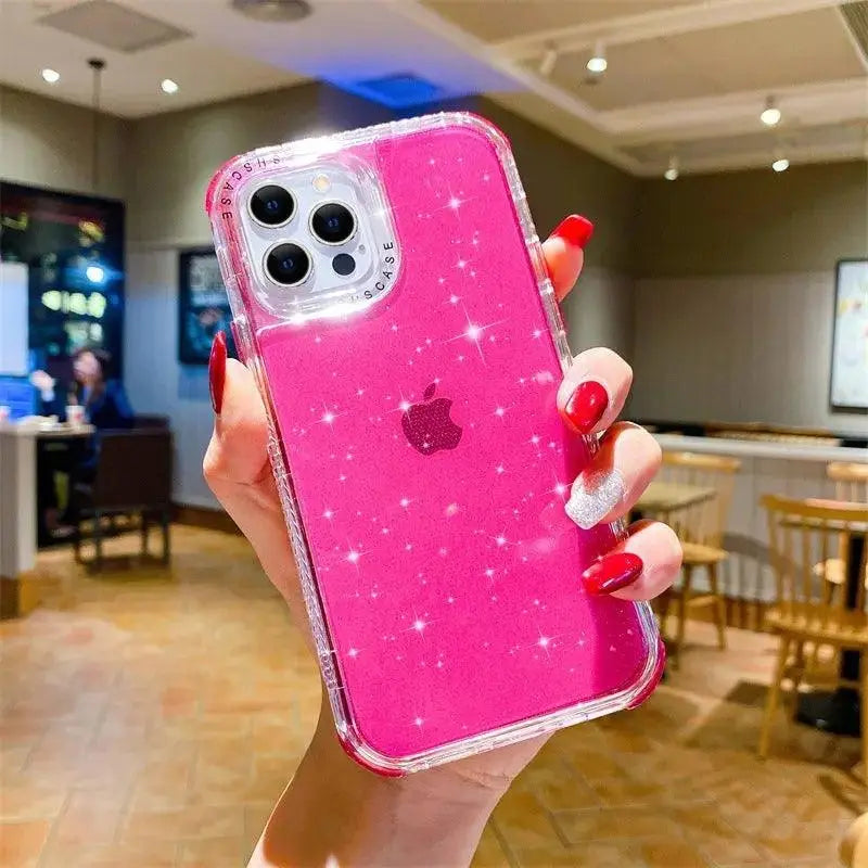 Transparent Glitter Three - layer Thickened Phone Case - MyMobile