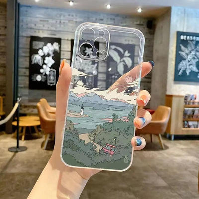 Transparent Mobile Phone Case With Mountain Illustration - MyMobile