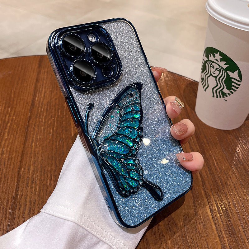 Transparent Shatter - proof Quicksand Butterfly Phone Case For iPhone 15 - MyMobile