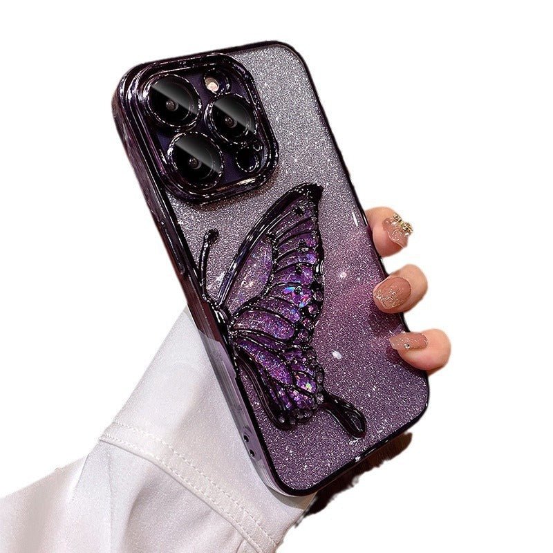 Transparent Shatter - proof Quicksand Butterfly Phone Case For iPhone 15 - MyMobile