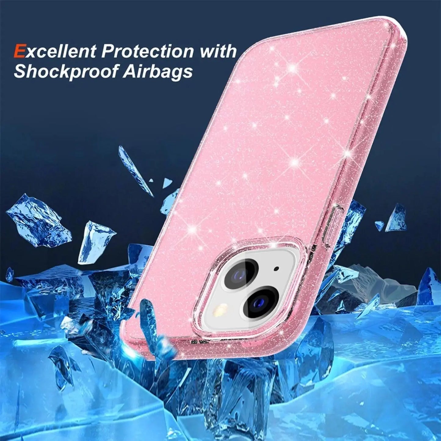 Ultimake Glitter Shockproof Case Cover for iPhone 15 Pink Clear - MyMobile