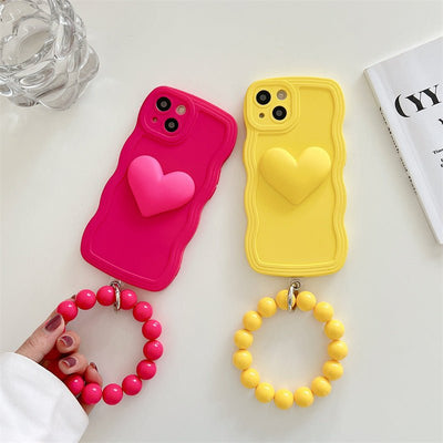 Wavy Edge Suitable Mobile Phone Case Silicone Three - dimensional Love Ball Chain For iPhone 15 - MyMobile