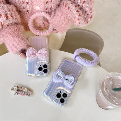 Wavy Pattern Mobile Phone Case Laser Colorful Bow - MyMobile