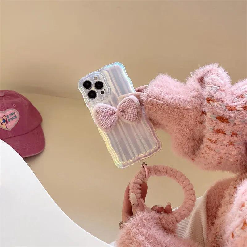 Wavy Pattern Mobile Phone Case Laser Colorful Bow - MyMobile