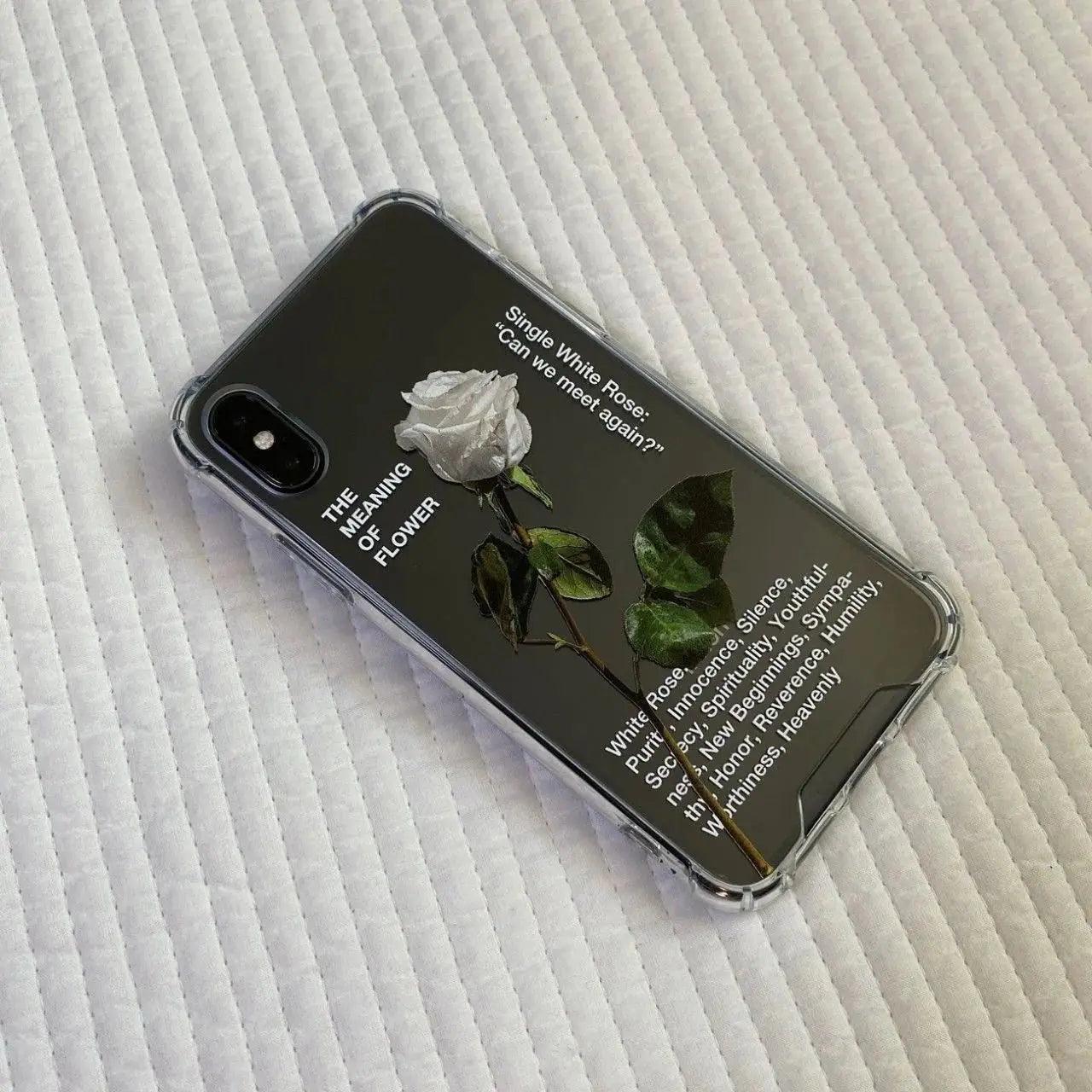 White Rose Branch Simple Transparent Mobile Phone Case - MyMobile