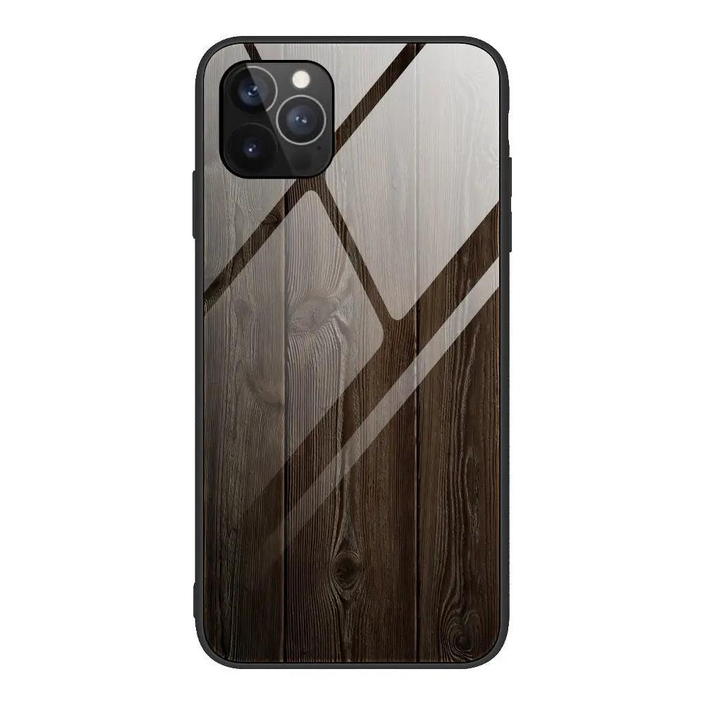 Wood Grain Glass Anti Fall Mobile Phone Case - MyMobile