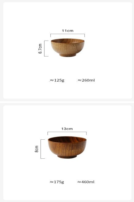 Wooden Bowl Japanese Style Wood Rice Soup Bowl Salad Bowl Food Container Large Small Bowl for Kids Tableware Wooden Utensils - MyMobile