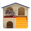 Wooden Hamster Toys Blue Top Villa Hamster Chalet Small Pet Toys Molar Decompression - MyMobile