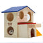 Wooden Hamster Toys Blue Top Villa Hamster Chalet Small Pet Toys Molar Decompression - MyMobile