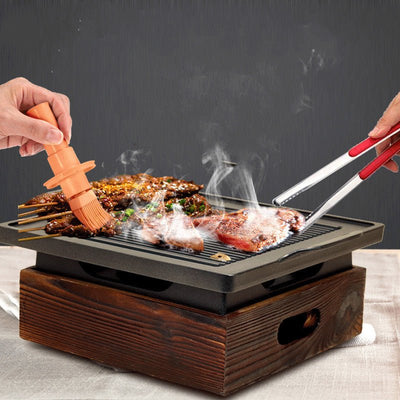 Wooden Seat Korean Style Grill Pan Grill Household Smokeless - MyMobile