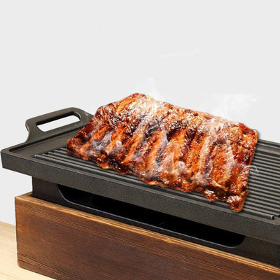 Wooden Seat Korean Style Grill Pan Grill Household Smokeless - MyMobile