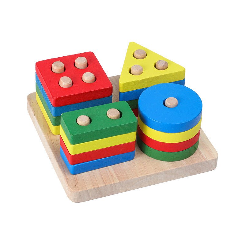 Wooden Toys Rattles Educational Toy Rainbow Blocks Montessori Baby Colorful Kids Music - MyMobile