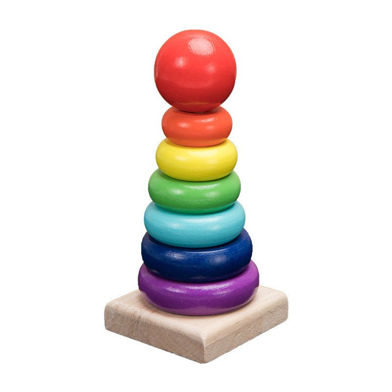 Wooden Toys Rattles Educational Toy Rainbow Blocks Montessori Baby Colorful Kids Music - MyMobile