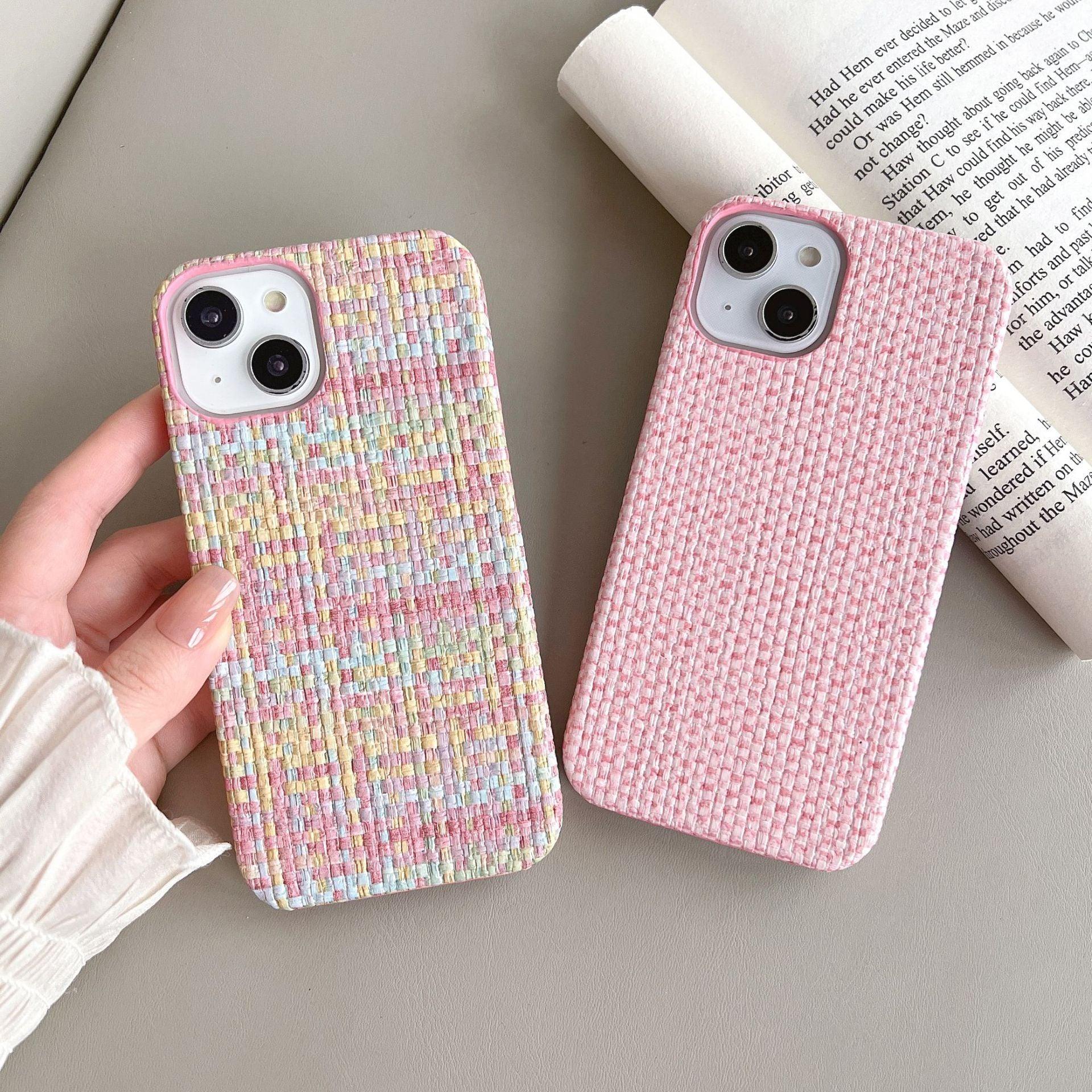 Woven Plaid Mobile Phone Protective Case For iPhone 14, 15 - MyMobile