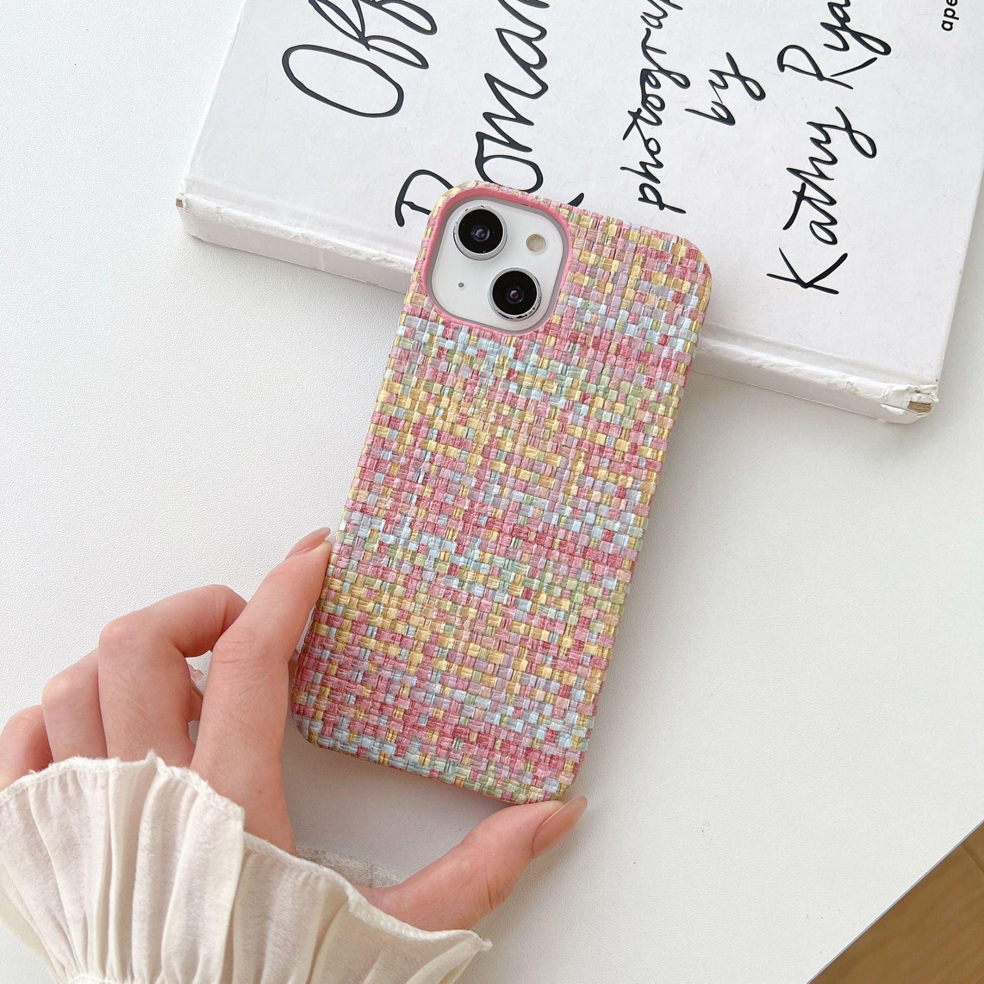 Woven Plaid Mobile Phone Protective Case For iPhone 14, 15 - MyMobile