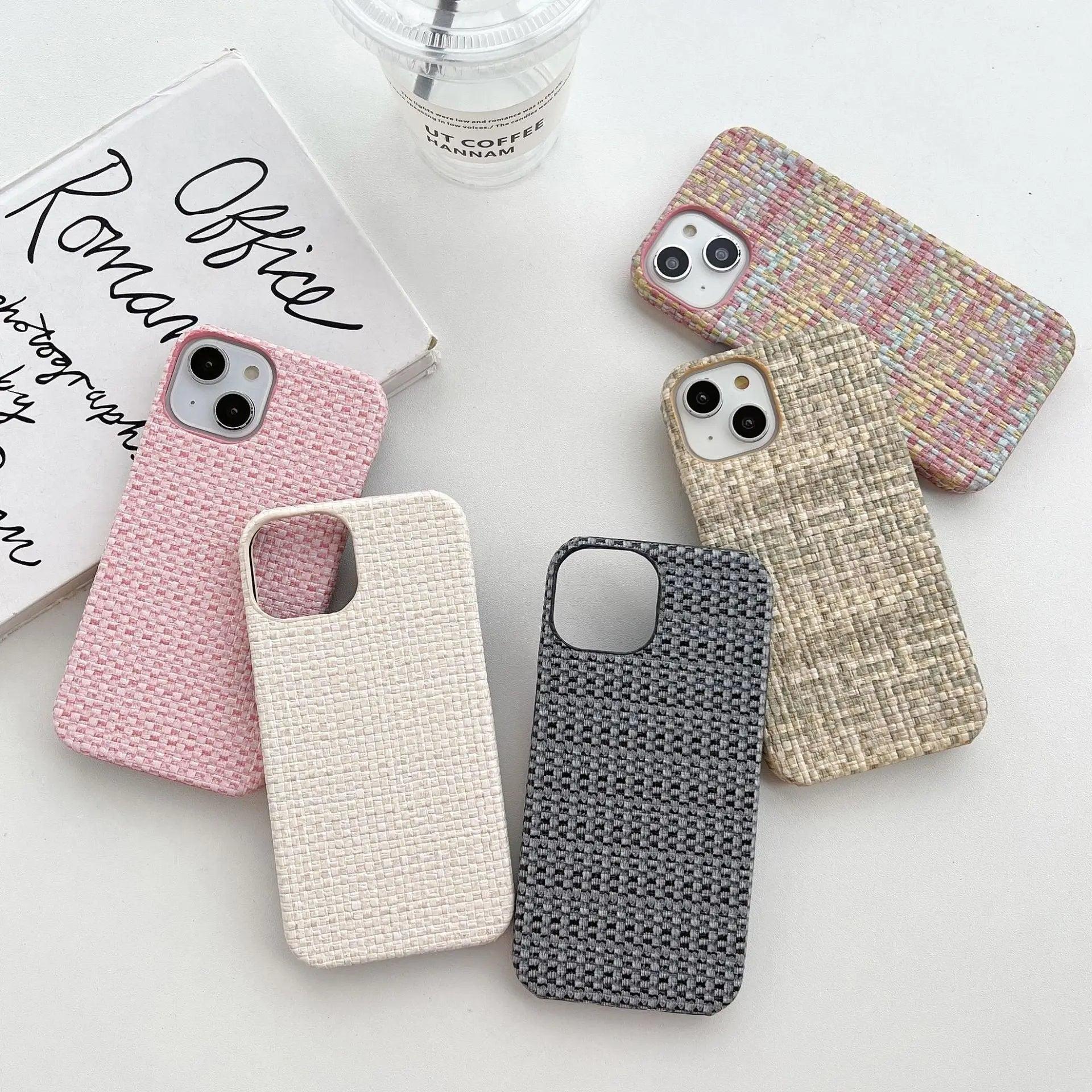 Woven Plaid Mobile Phone Protective Case For iPhone 14, 15 - MyMobile