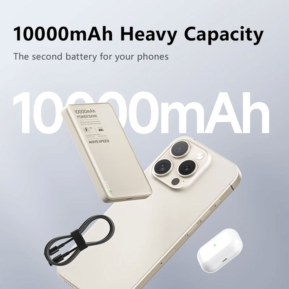 MOVE SPEED S10 Ultra-thin Titanium Magnetic Power Bank 10,000mAh PD20W (YSPBS10)