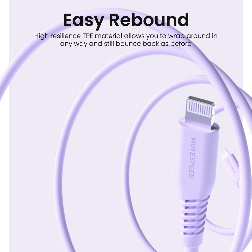 MOVE SPEED 30W USB-C to Lightning Colorful Charging Cable 1.2m (YSUCM04-CL12)